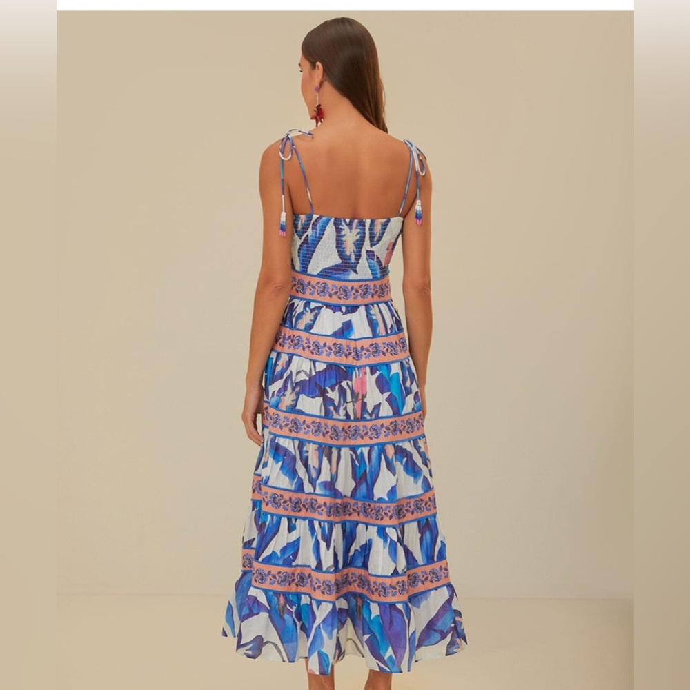 FARM Rio FOLIAGE Midi Dress, Blue and white Brand New With Tags, has beats - Picture 6 of 15